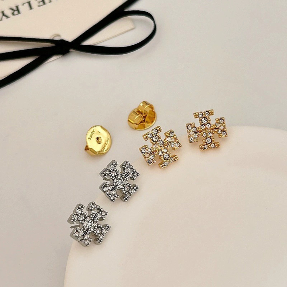 Tory Burch Cross Full Crystal Earrings